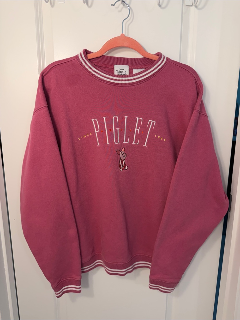 Disney Piglet Embroidered Crewneck Sweater - Pink